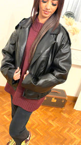 Veste en similicuir avec col en fourrure vegan amovible – Qualité premium