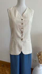 Gilet sans manche en lin
