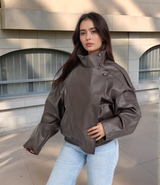 Veste inspi similicuir premium marron