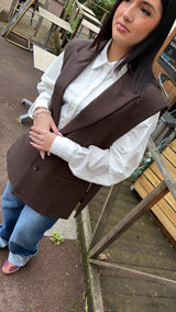 Blazer sans manche marron