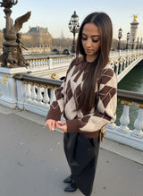 Pull col polo motif argyle – Style rétro chic et tendance