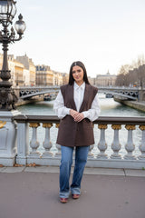 Blazer sans manche marron