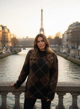 Pull oversize à motif losanges – douceur, style et élégance parisienne