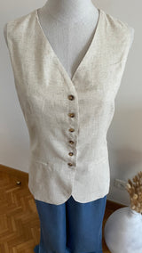 Gilet sans manche en lin