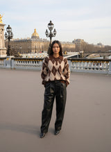Pull col polo motif argyle – Style rétro chic et tendance