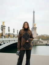 Pull oversize à motif losanges – douceur, style et élégance parisienne